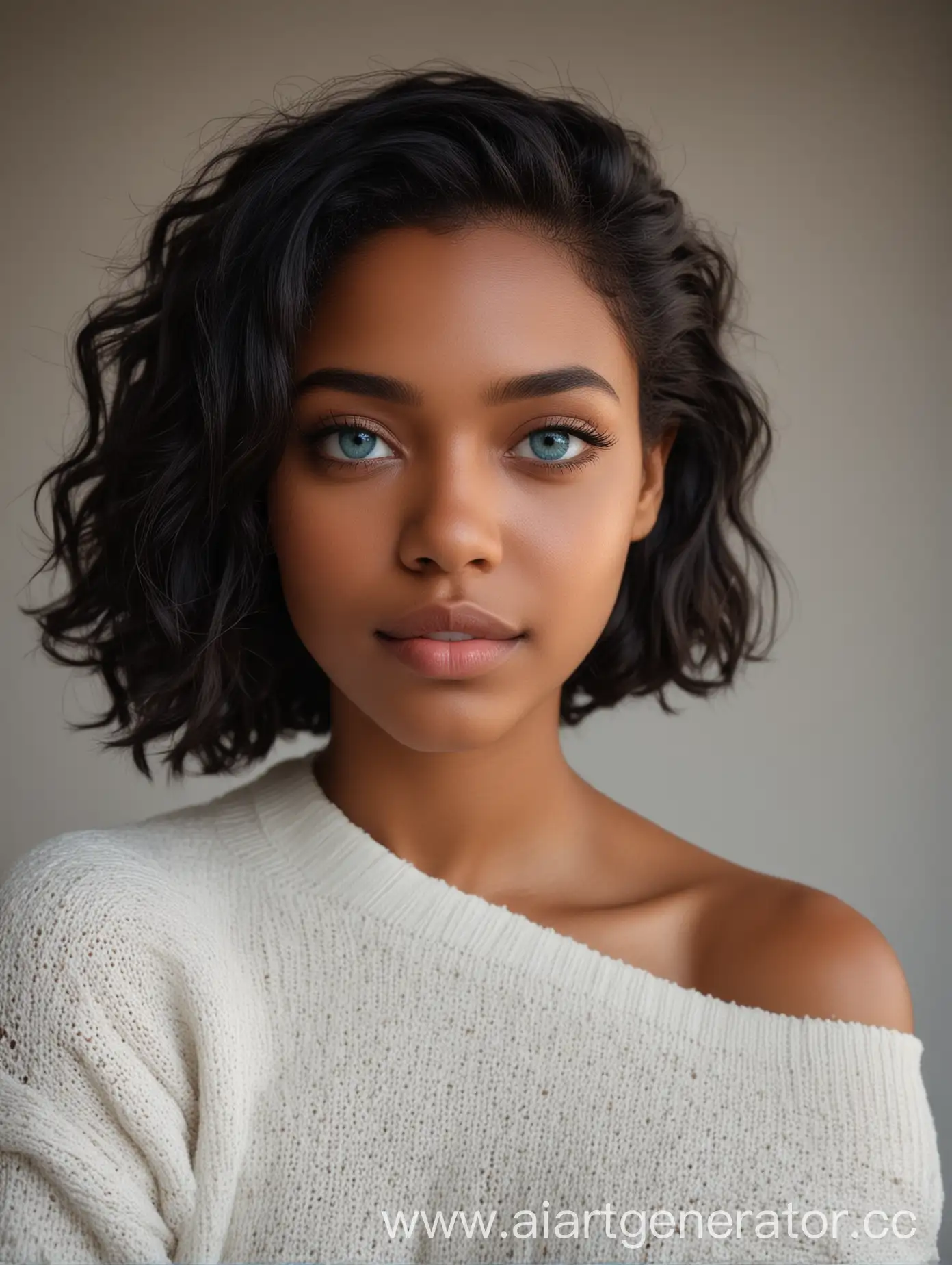 Portrait-of-a-Black-Teenage-Girl-in-White-Oversize-Sweater