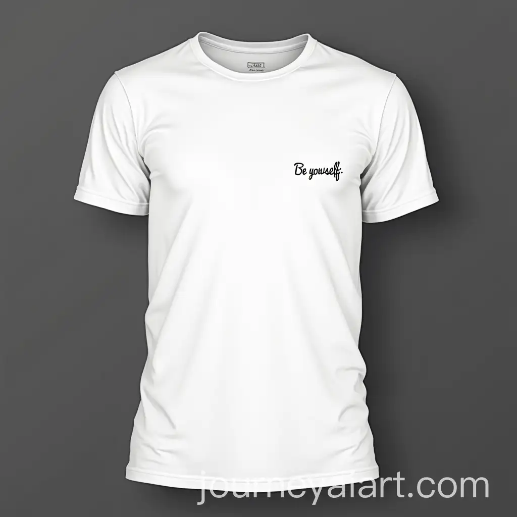 Mens-White-TShirt-with-Be-Yourself-Quote-and-Simple-Logo