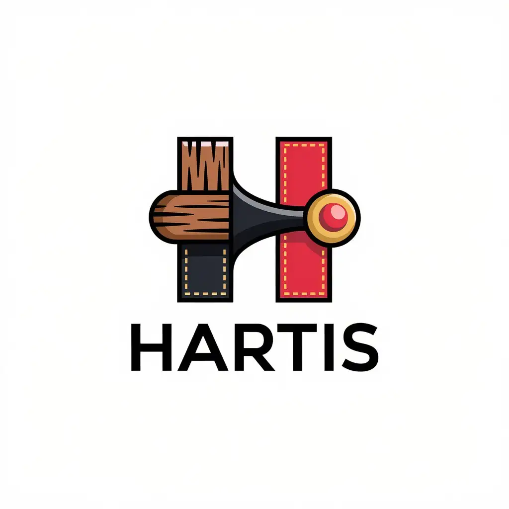 LOGO Design for Hartis Vector with Wood Leather Black Gold and Red Theme for Retail Industry