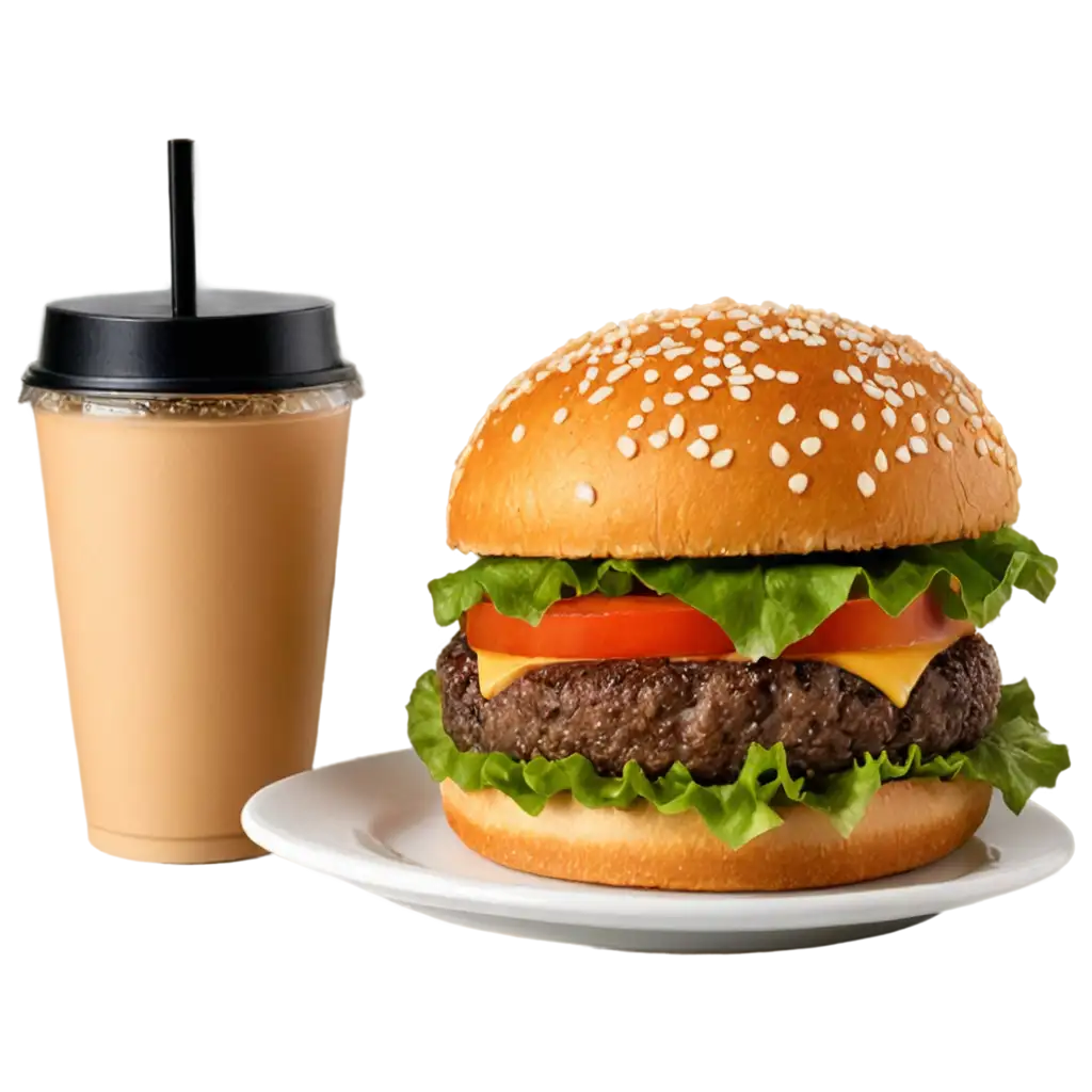 Burger-with-Small-Coffee-PNG-HighQuality-Image-for-Various-Creative-Uses