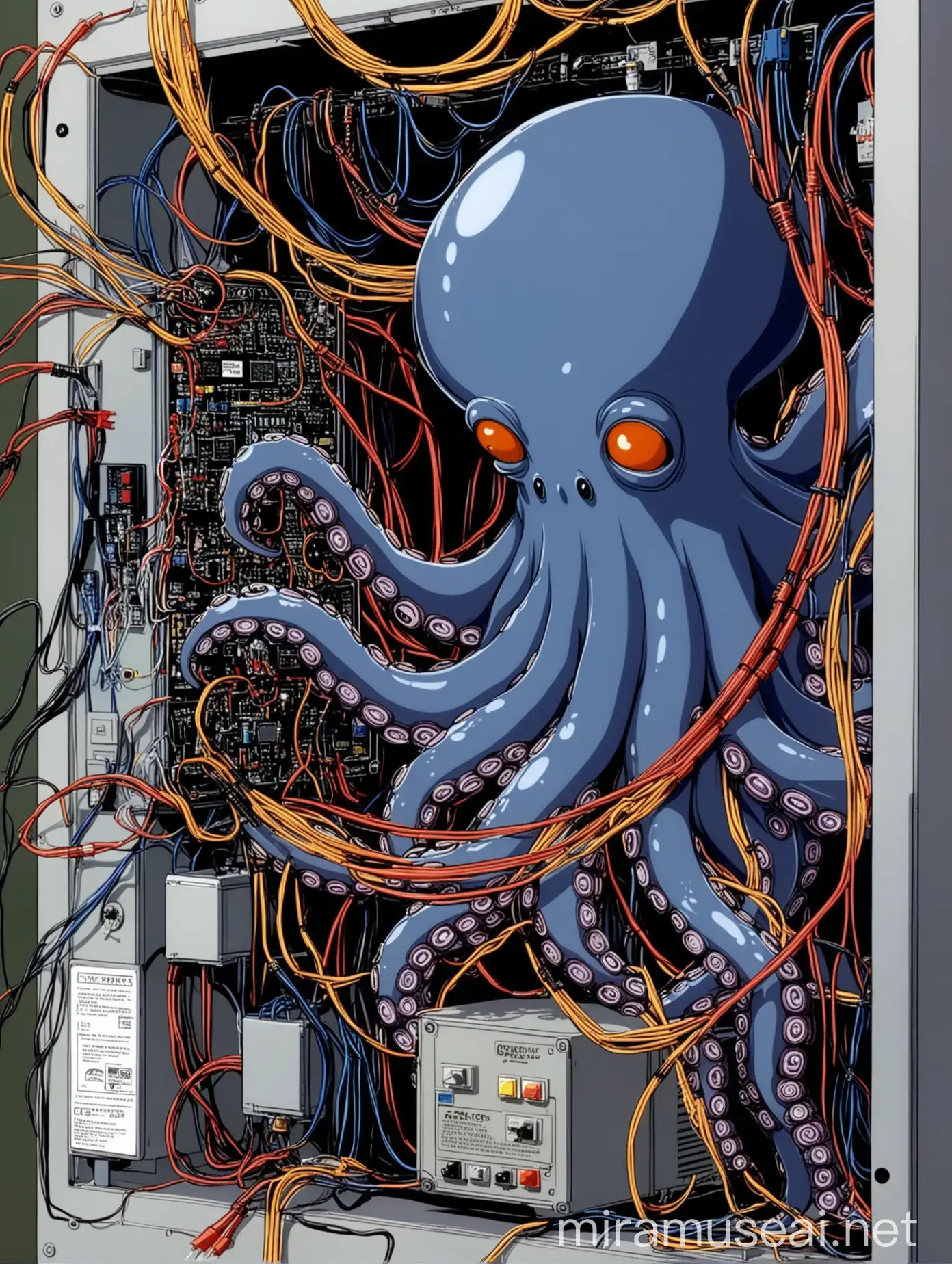 Anime Octopus with Short Circuit Wiring in Literal Interpretation