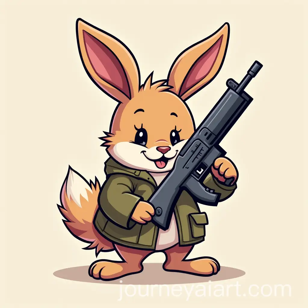 Cute-Bunny-Holding-a-Toy-Gun-Logo-Design