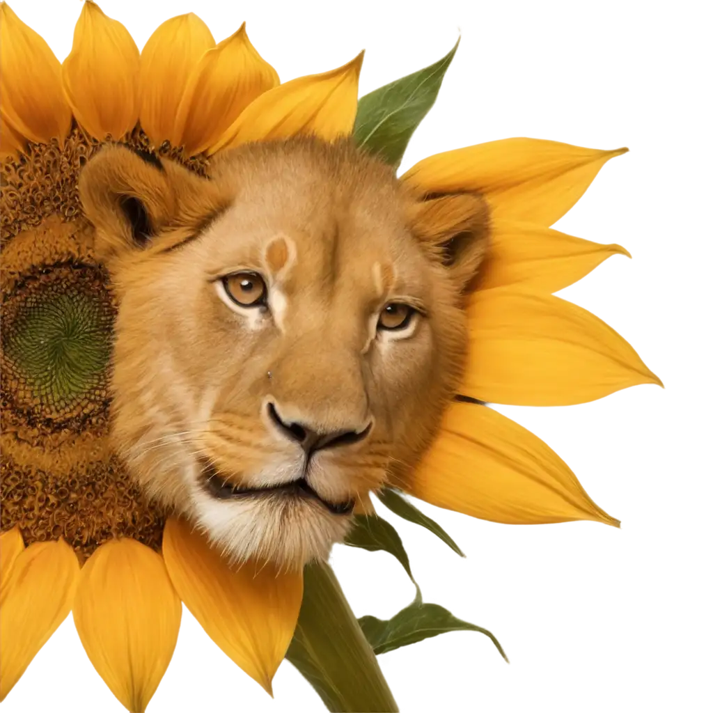 Lion-Inside-a-Sunflower-PNG-Image-A-Symbolic-Representation-of-Strength-and-Beauty