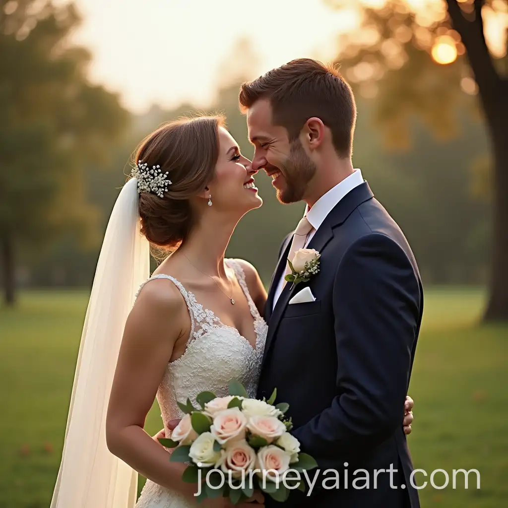 Romantic-Wedding-Scene-with-Bride-and-Groom-Smiling-Outdoors