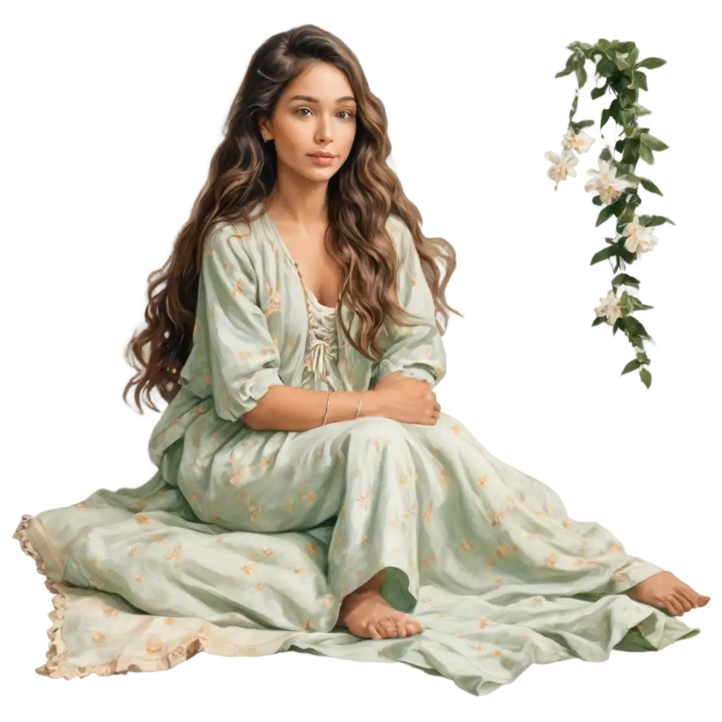 Cozy-Girl-with-Jasmine-Flower-Pendant-PNG-Image-for-Peaceful-Tranquil-Scenes