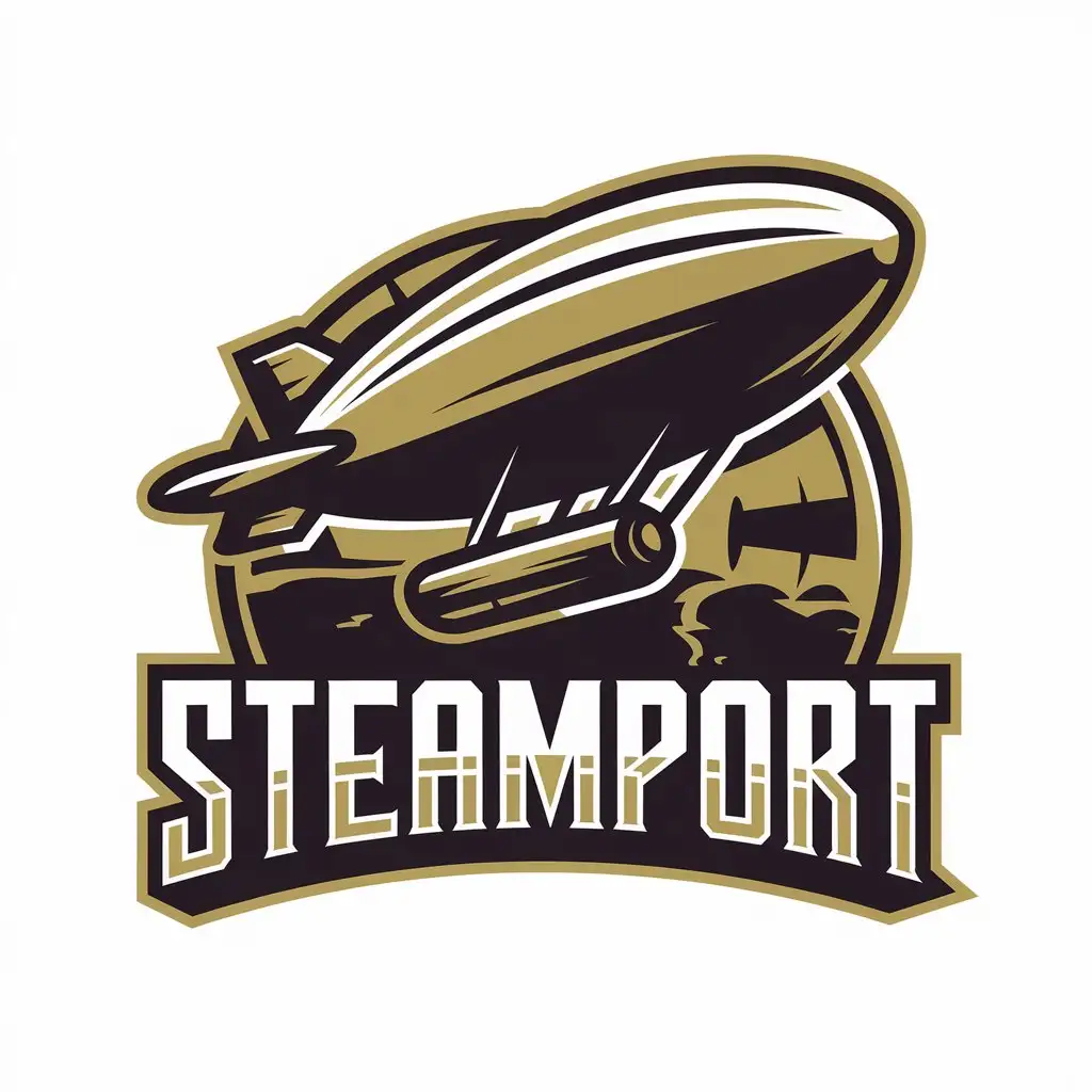 LOGO Design for Steamport Steampunk Airship Theme with Vector Style for Technology Industry