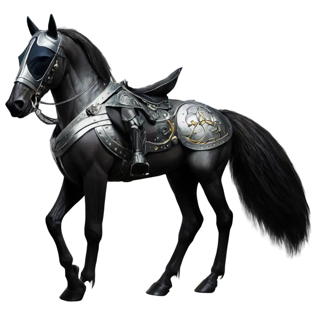 Horse-with-Armor-and-Batman-Mask-PNG-HighQuality-Fantasy-Image-for-Digital-Use