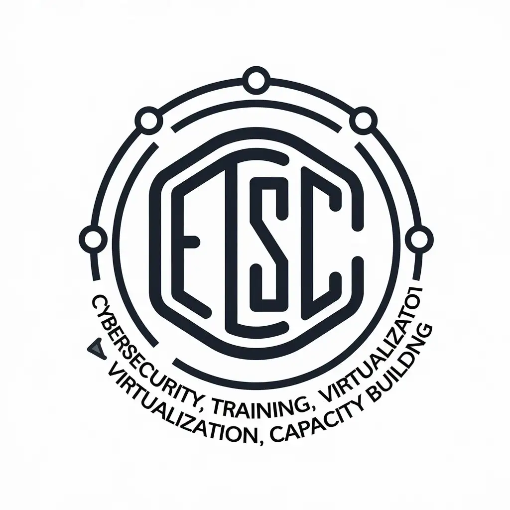 a vector logo design,with the text "Cybersecurity, training, virtualization, capacity building", main symbol:ETSC,Moderate,be used in Technology industry,clear background