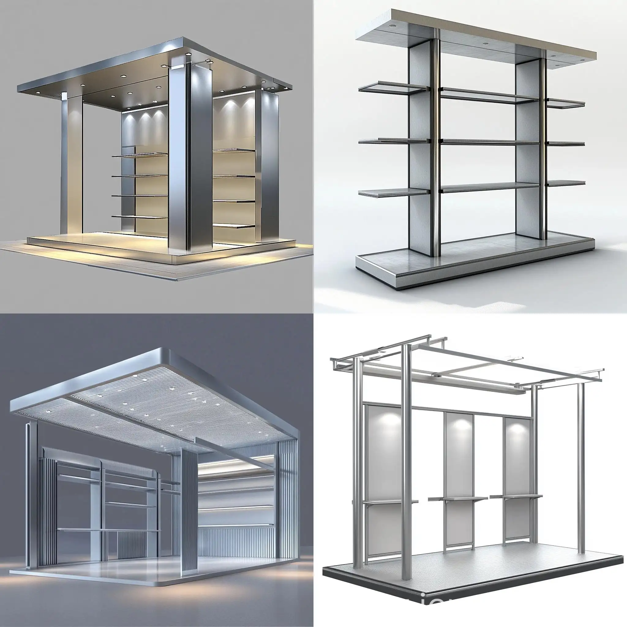 Realistic-Display-Stand-with-Large-Grids-and-Aluminum-Top