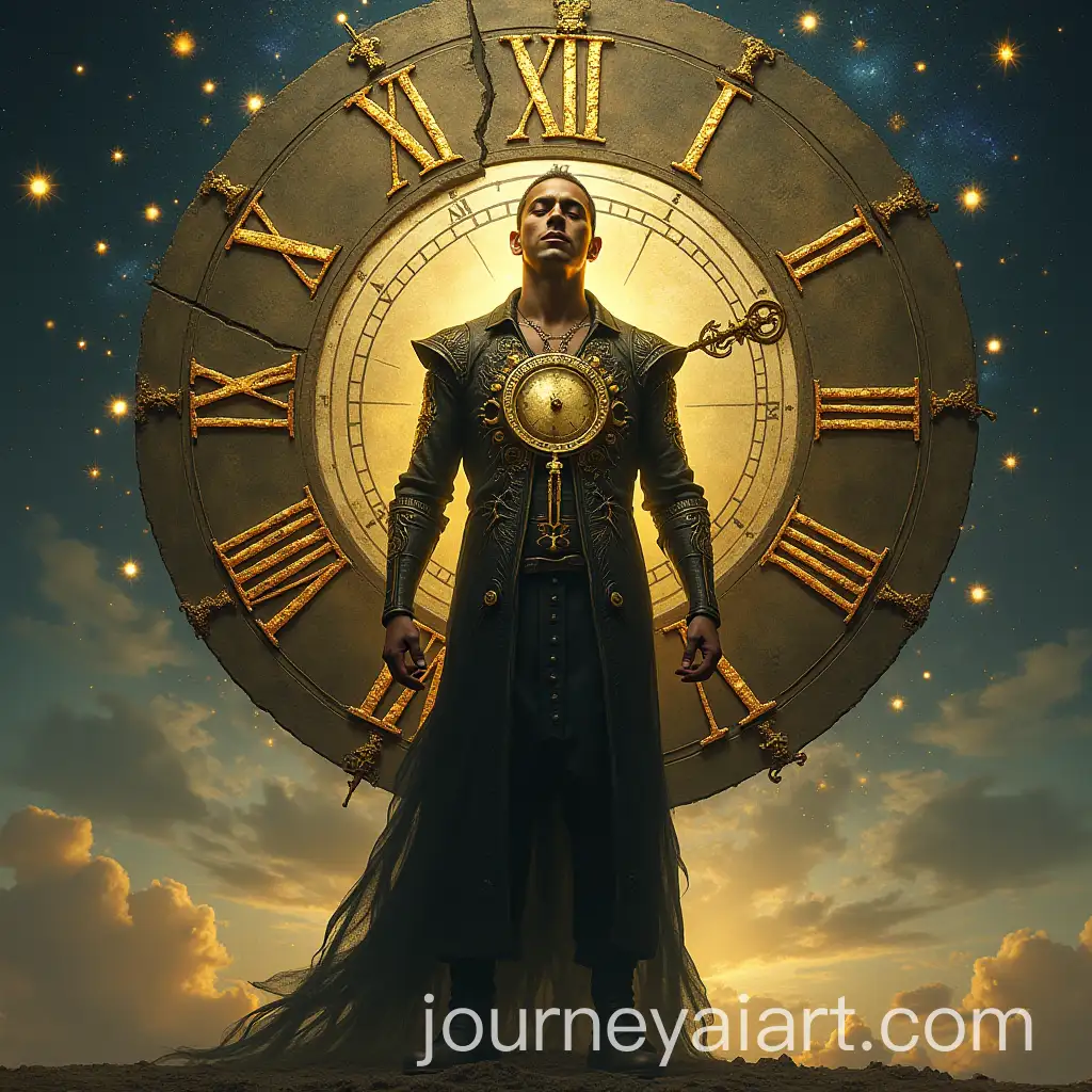LAI-Art-Expansionone-Man-in-Fractured-Clock-Face-Between-Worlds-with-Golden-Veins-and-Key