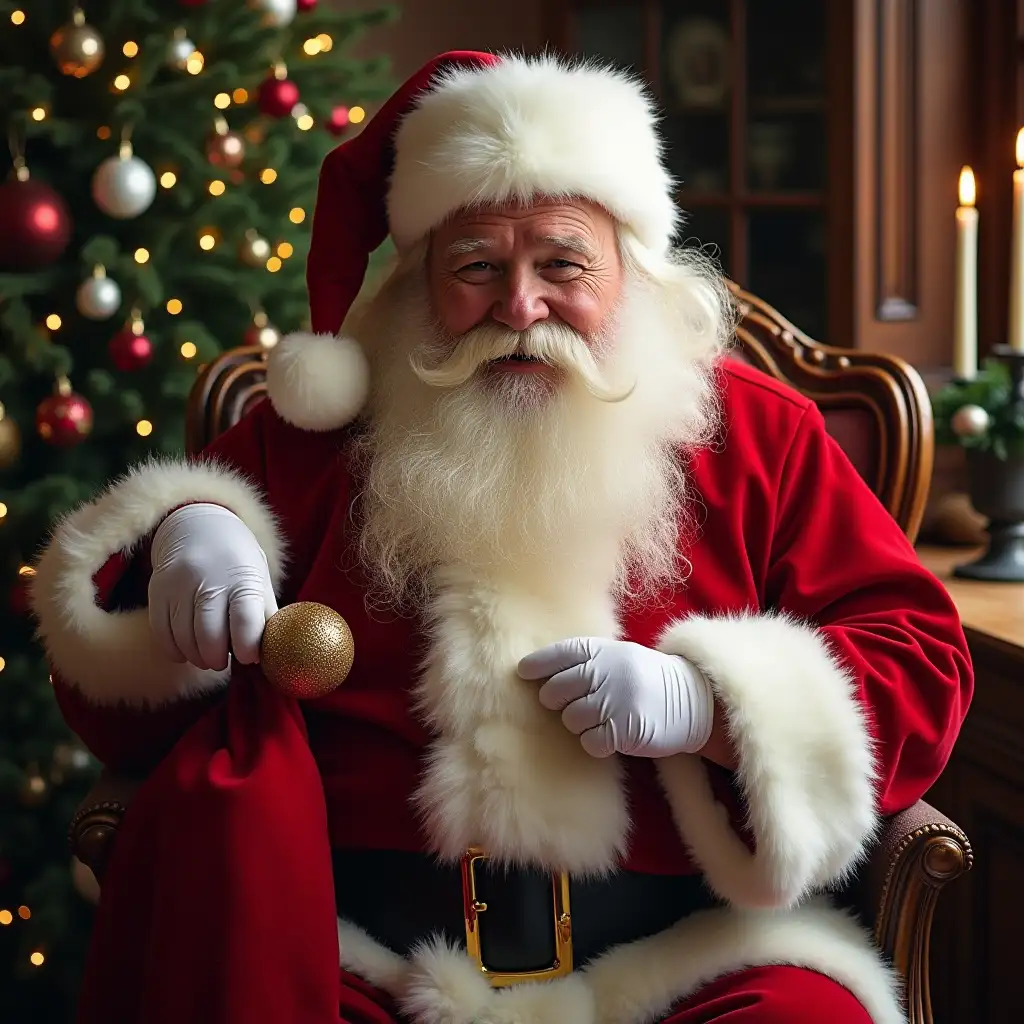 Create a Santa Claus that promotes Arena Family B&B