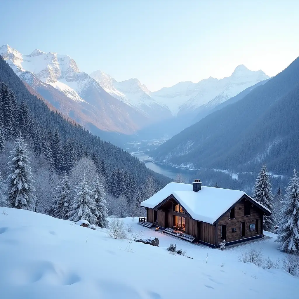 A hotel  in a mountain of tomorri berat with snow