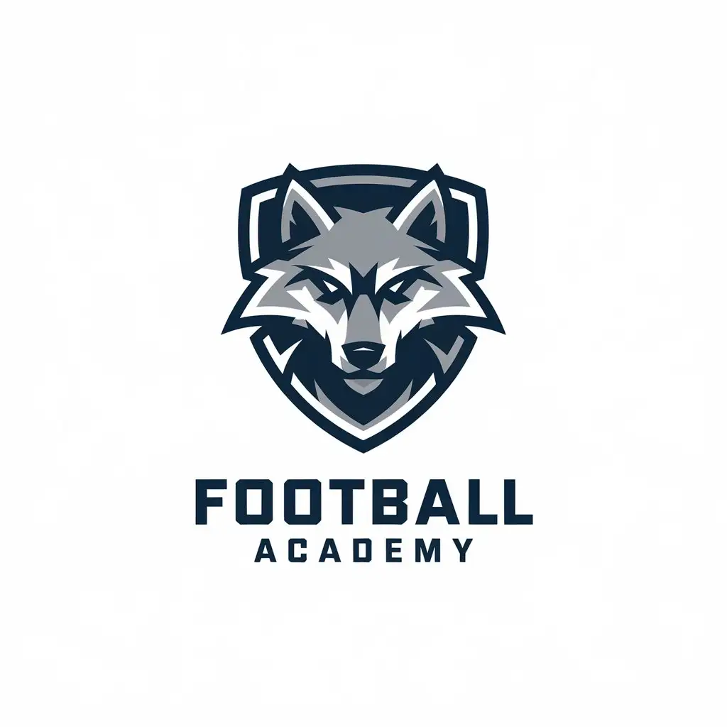 a vector logo design,with the text "Football Academy", main symbol:Wolf,complex,be used in football match industry,clear background