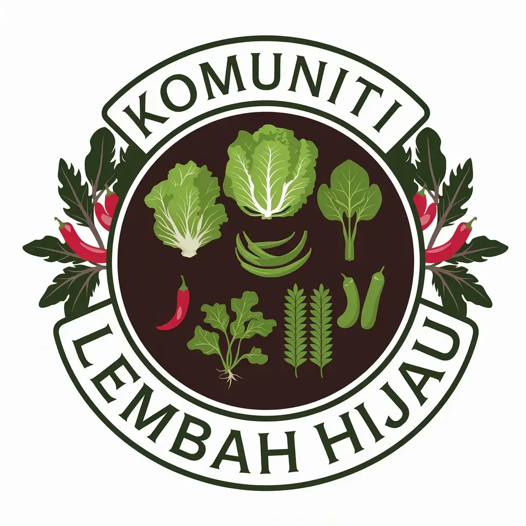 LOGO Design for KOMUNITI LEMBAH HIJAU Vector Logo Featuring Vegetables with Clear Background