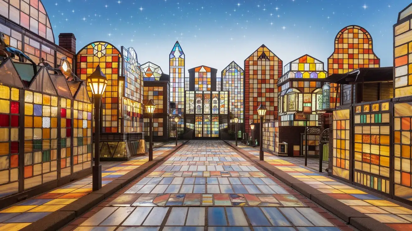 City made entirely of stained glass