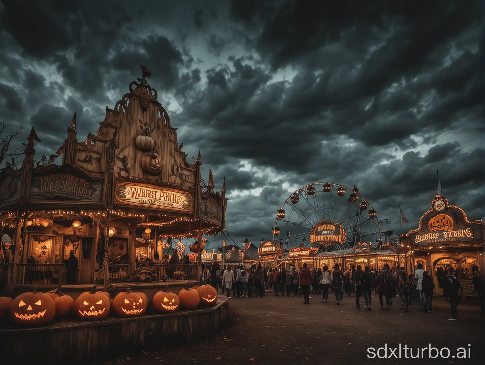 Spooky-Haunted-Carnival-with-Ghosts-and-Pumpkins