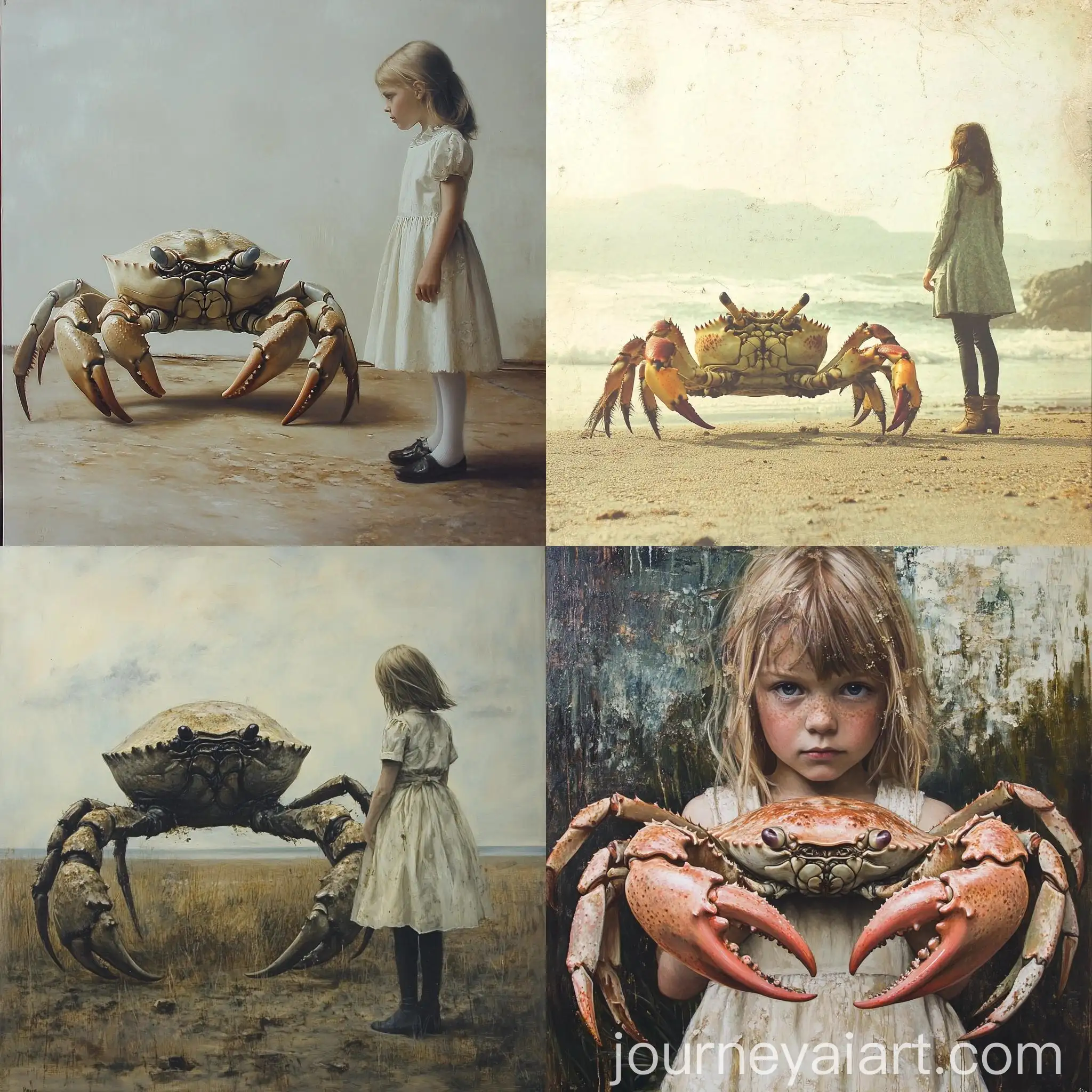 Girl-Standing-with-Crab-in-Natural-Setting