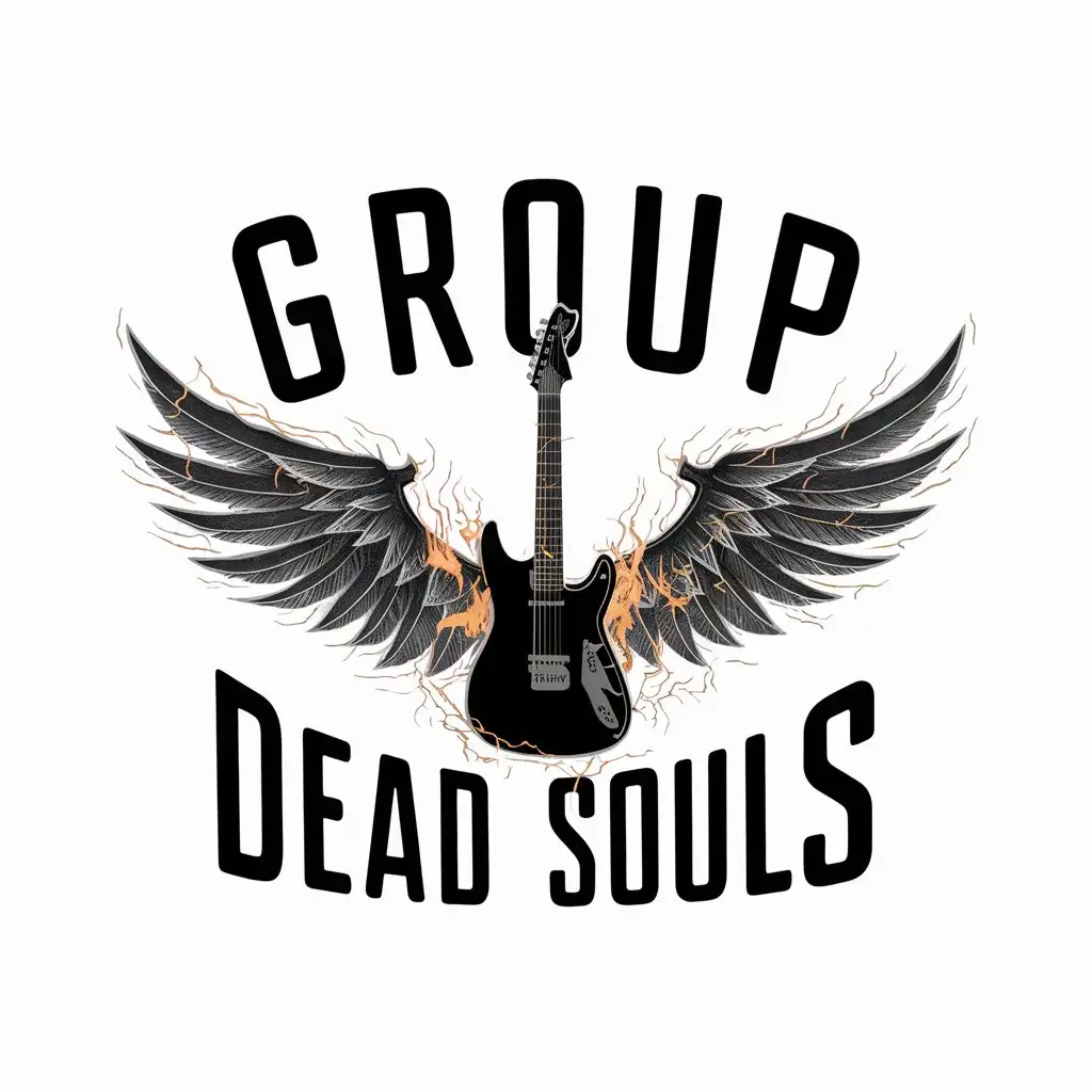 LOGO-Design-For-Group-Dead-Souls-Electra-Guitar-with-Wings-on-a-Moderate-Clear-Background