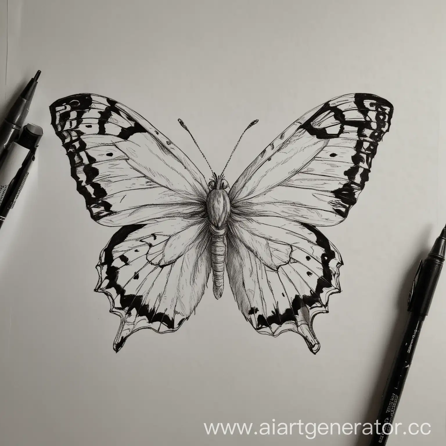 Childlike-Drawing-of-an-Apollo-Butterfly-on-A4-Paper