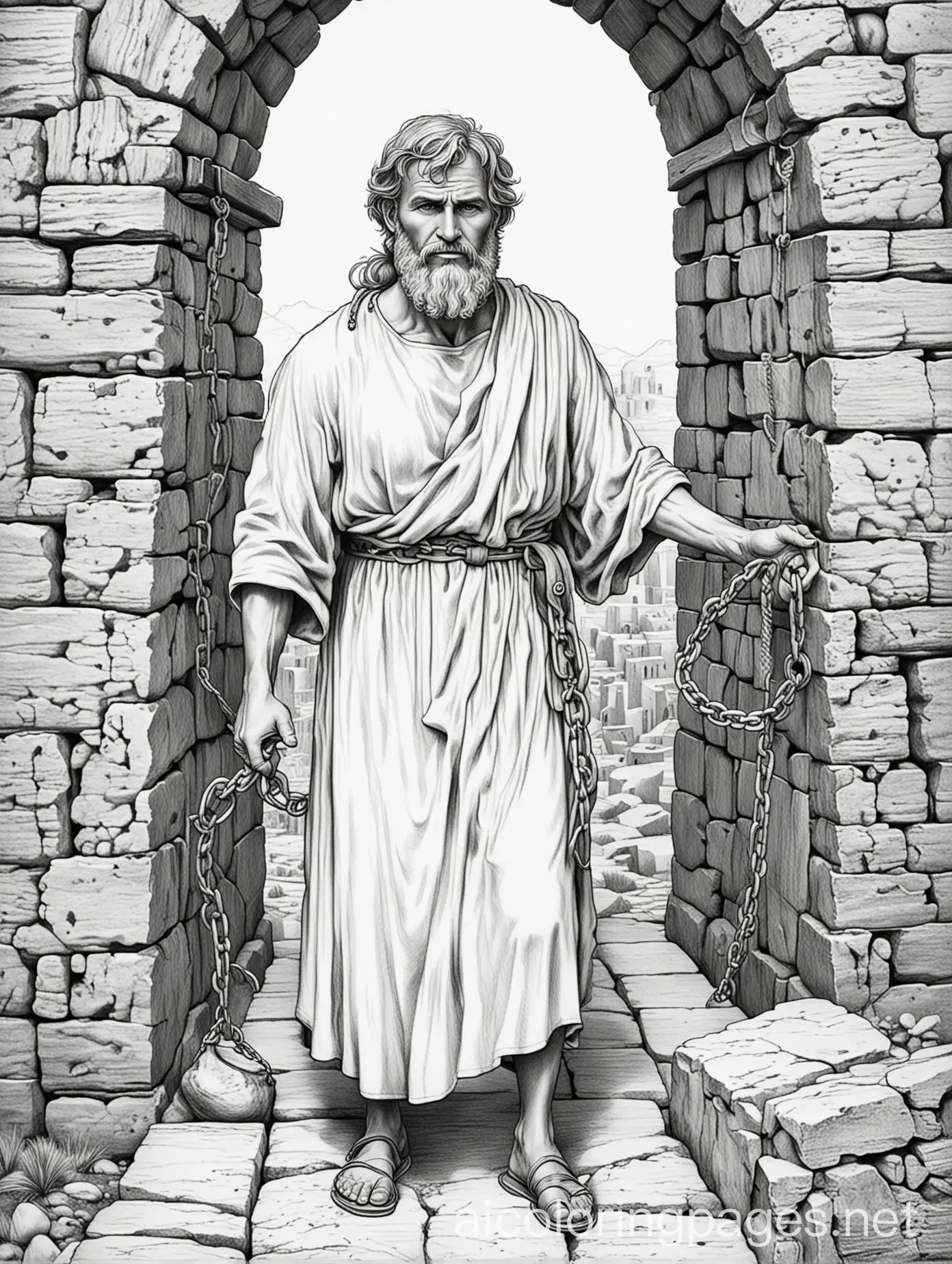 Apostle-Paul-in-Roman-Dungeon-Coloring-Page