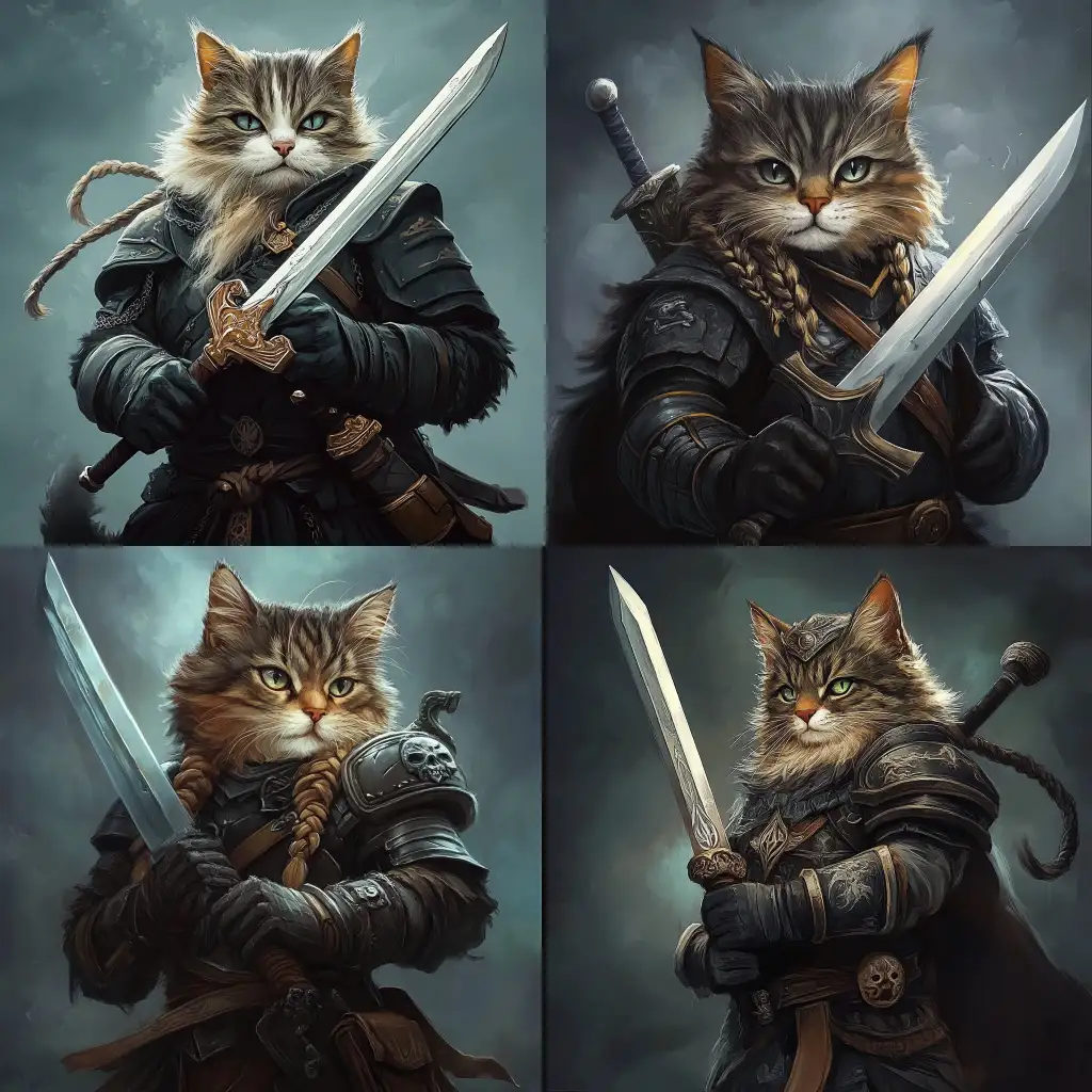 Humanoid-Cat-Paladin-with-Beard-and-Braided-Hair-Wielding-a-Greatsword-in-Fantasy-Armor