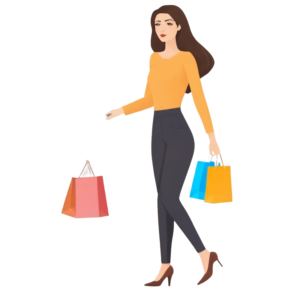 Beauty-Girl-Shopping-Flat-Vector-PNG-Enhance-Your-Designs-with-Stylish-Shopping-Concepts