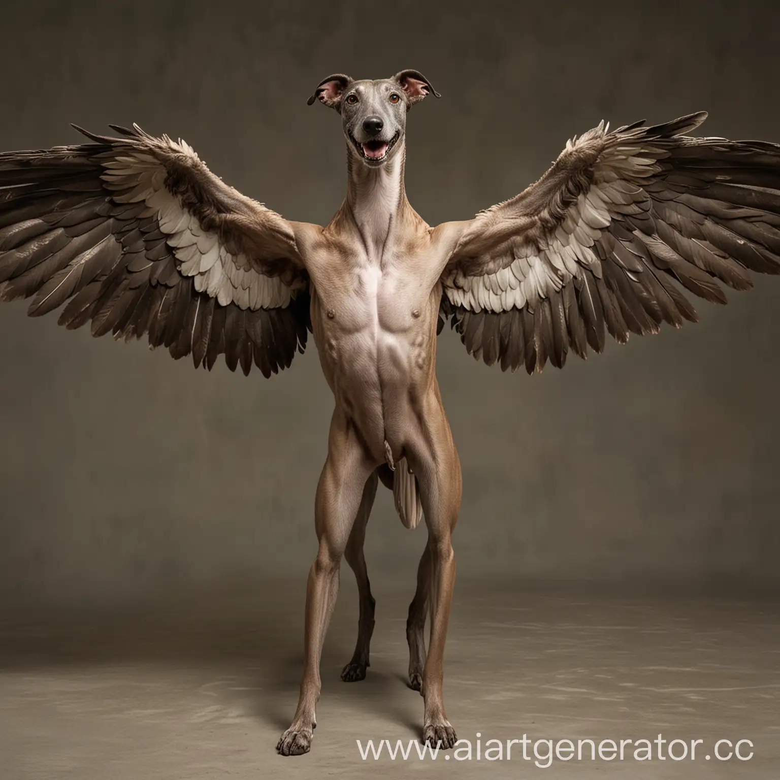 Muscular-Shirtless-Man-with-Large-Wings-and-Greyhound-Arms-Open