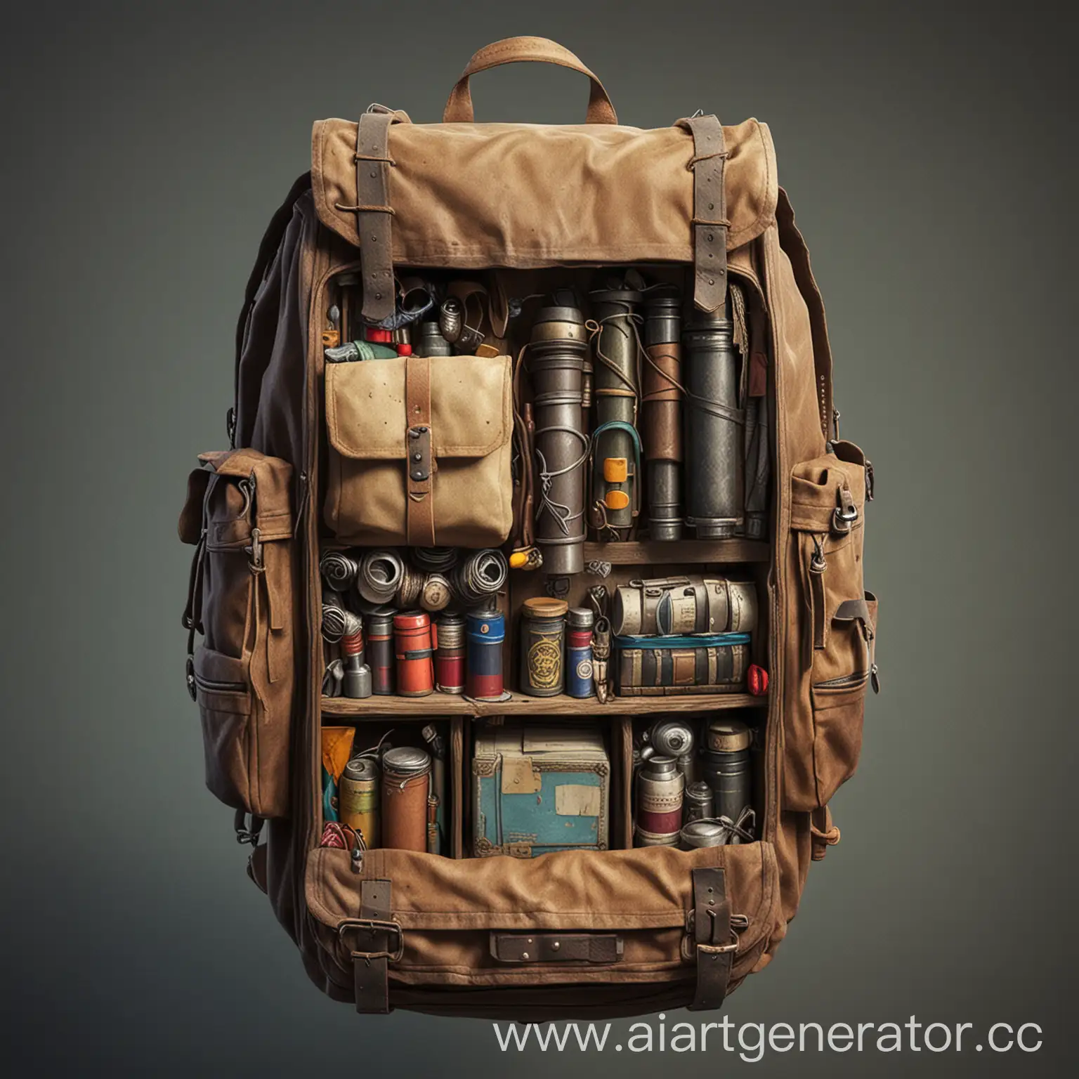 Old-Backpack-Game-Inventory-with-Crafting-Slots