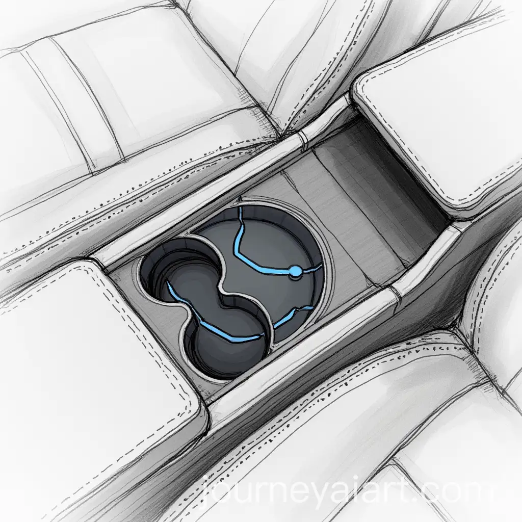 Car-Console-Design-with-Wireless-Charger-USB-Port-and-Cupholder-Sketch