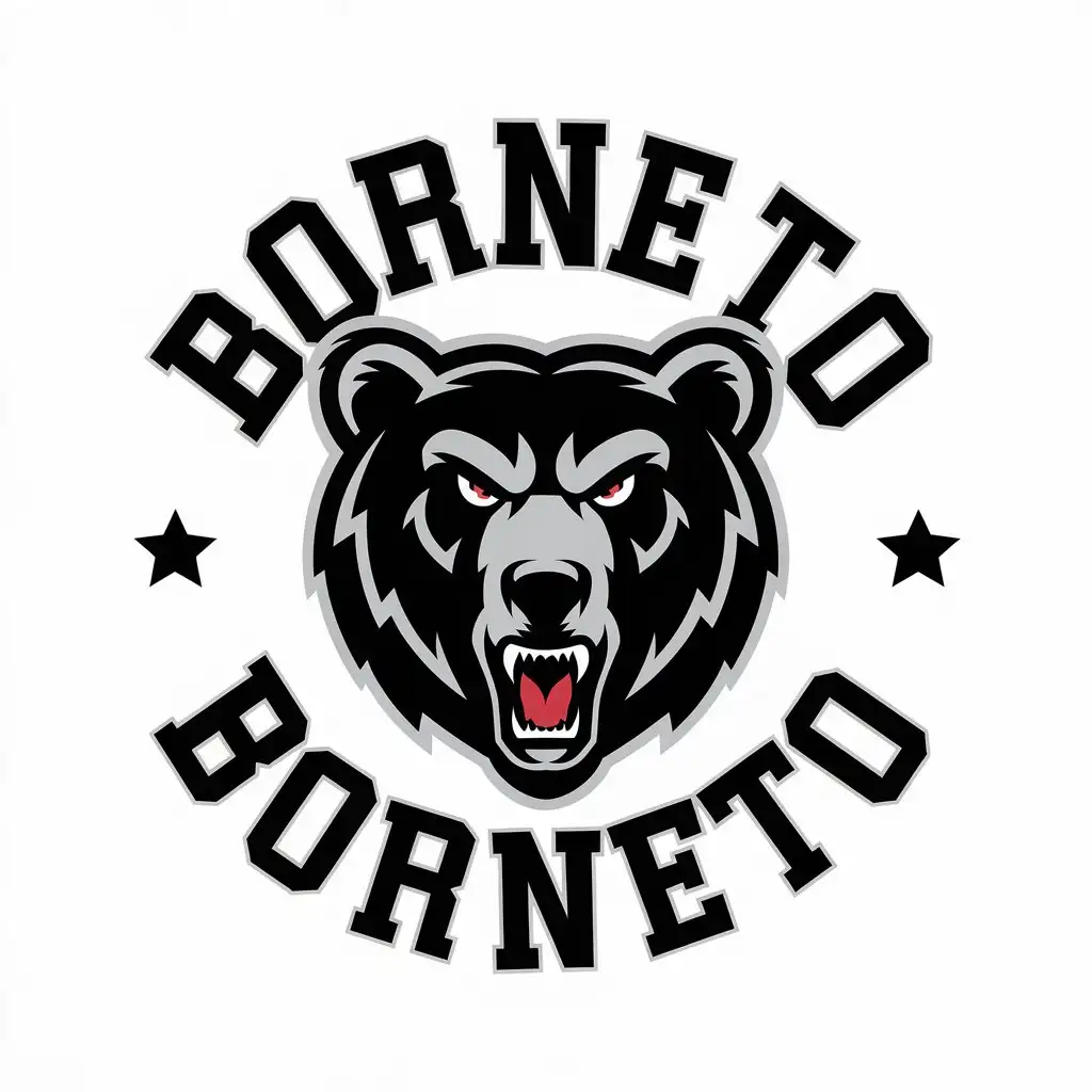 LOGO Design for BorneTo Black Angry Grizzly Bear Head with Realistic Color and Clear Background