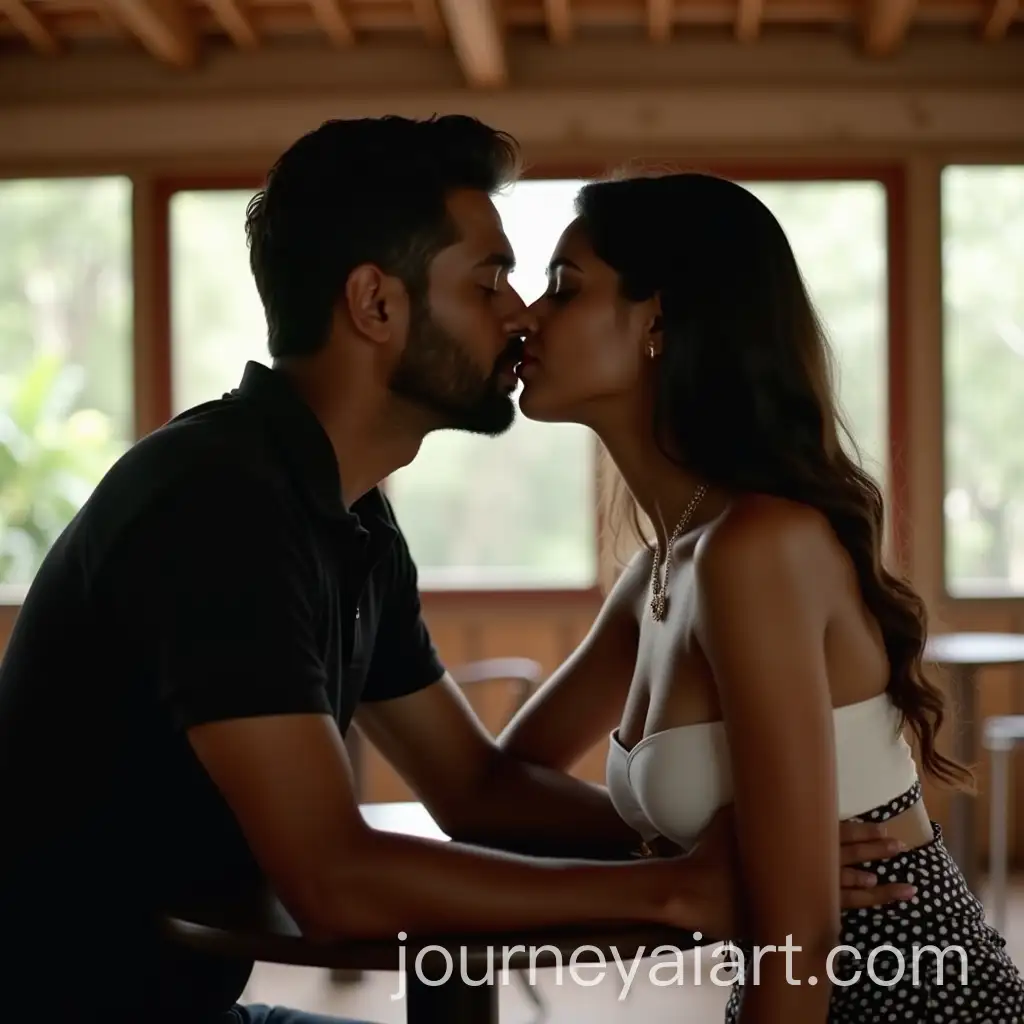 Indian-Couple-Sharing-a-Kiss-in-Cozy-Rustic-Setting