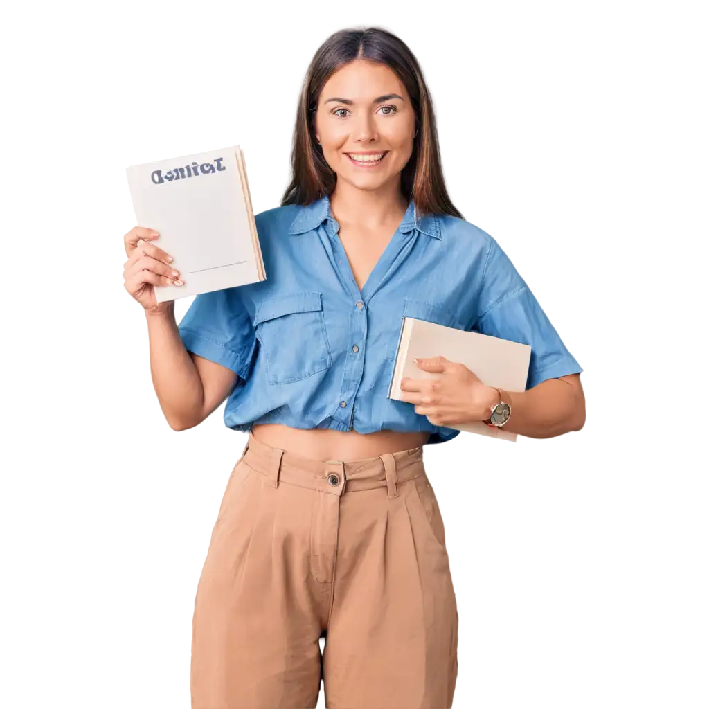 PNG-Image-of-a-Woman-Holding-a-Book-with-a-Clock-at-320-PM