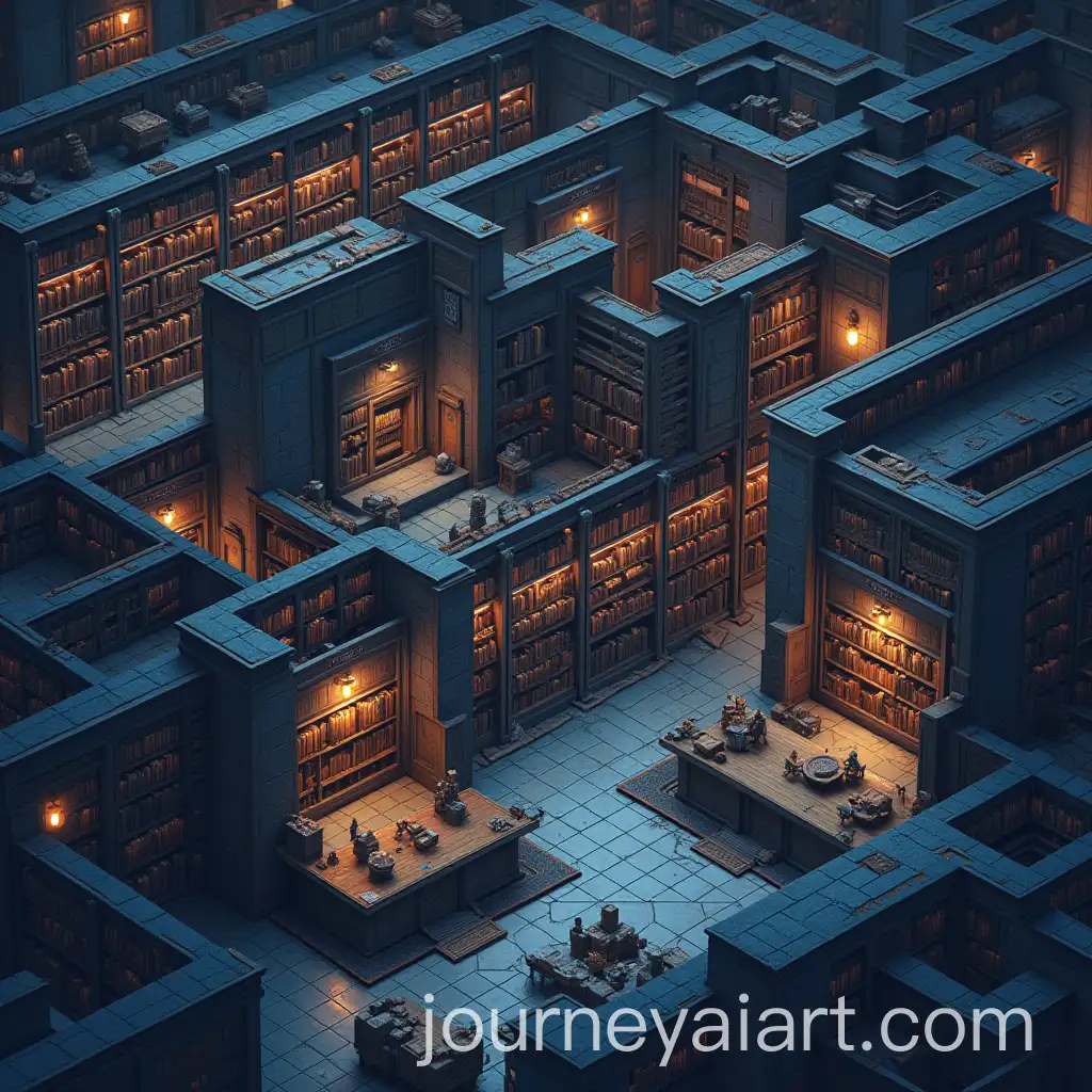 Isometric-Labyrinthine-Library-in-Full-HD-4K