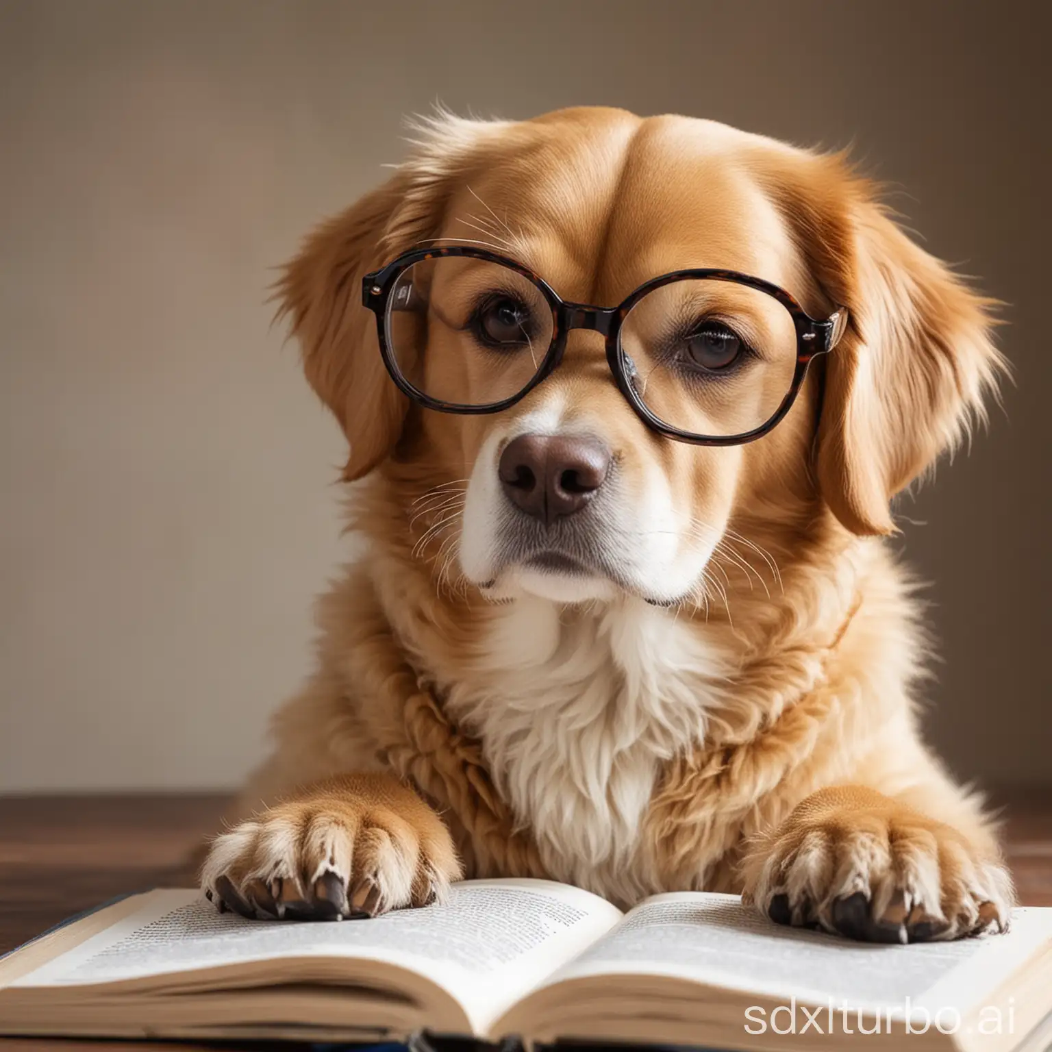 Intelligent-Dog-in-Spectacles-Engaged-in-Reading