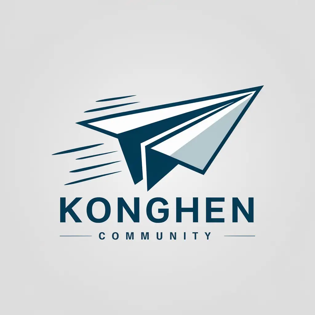 LOGO Design for Konghen Community Paper Airplane Symbol for Entertainment Industry with Clear Background