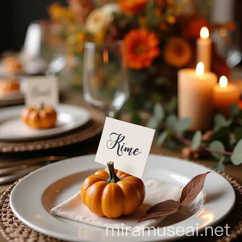 Elegant Friendsgiving Table Setting with Personalized Place Cards