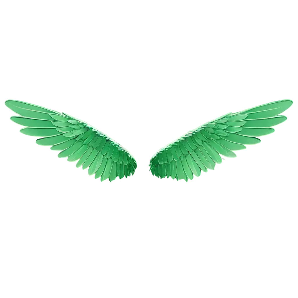 a plane with two green angel wings