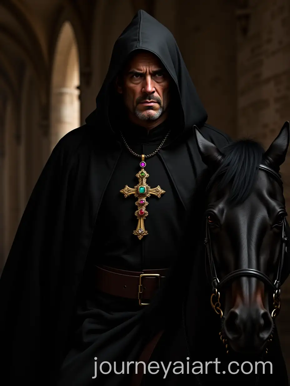 Grand-Inquisitor-on-a-Black-Andalusian-Stallion-in-a-Medieval-Monastery