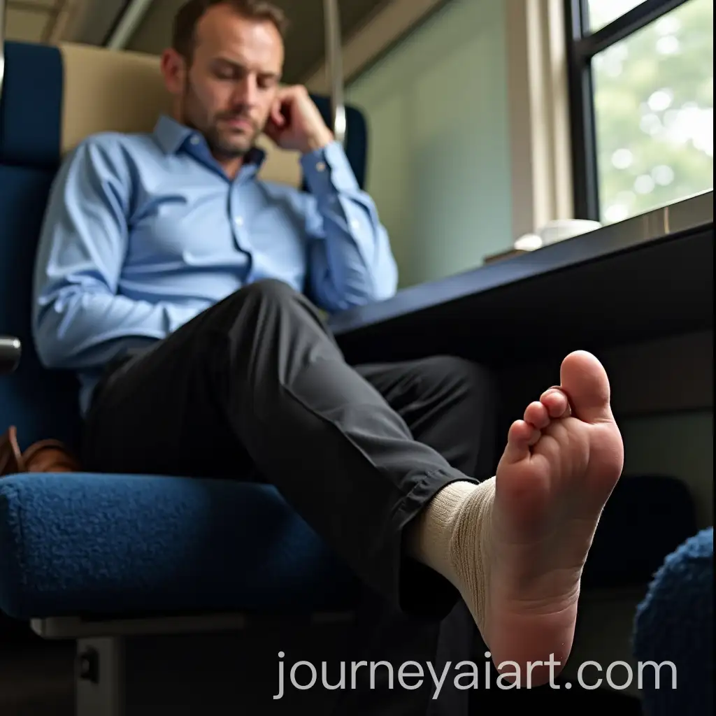 Relaxed-ManAI-Image-Prompt-Expansion-with-Bare-Feet-on-Train-Desk-in-Blue-Shirt-and-Black-Trousers