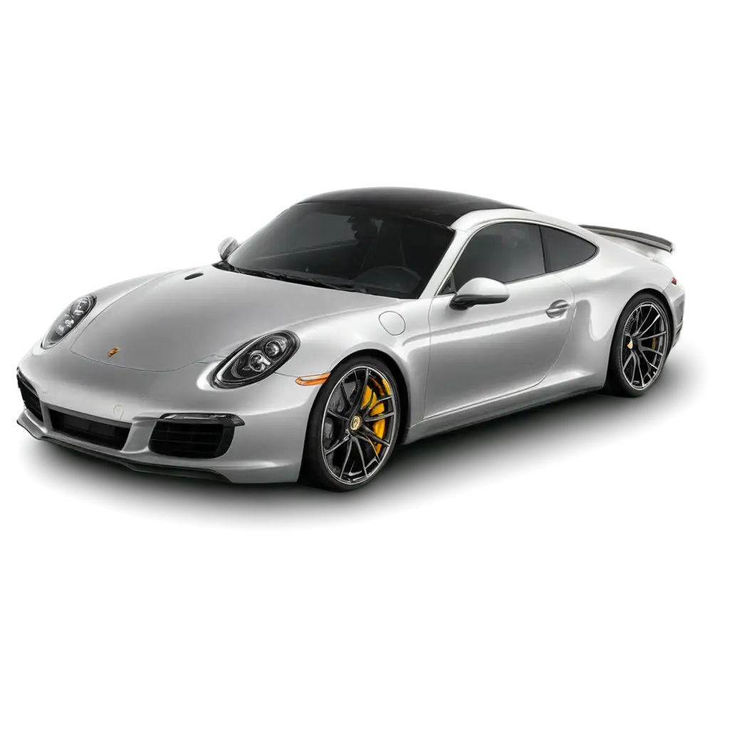 HighResolution-Porsche-911-PNG-Image-with-Silver-Texture-Gold-Rims-and-Drift-Tires