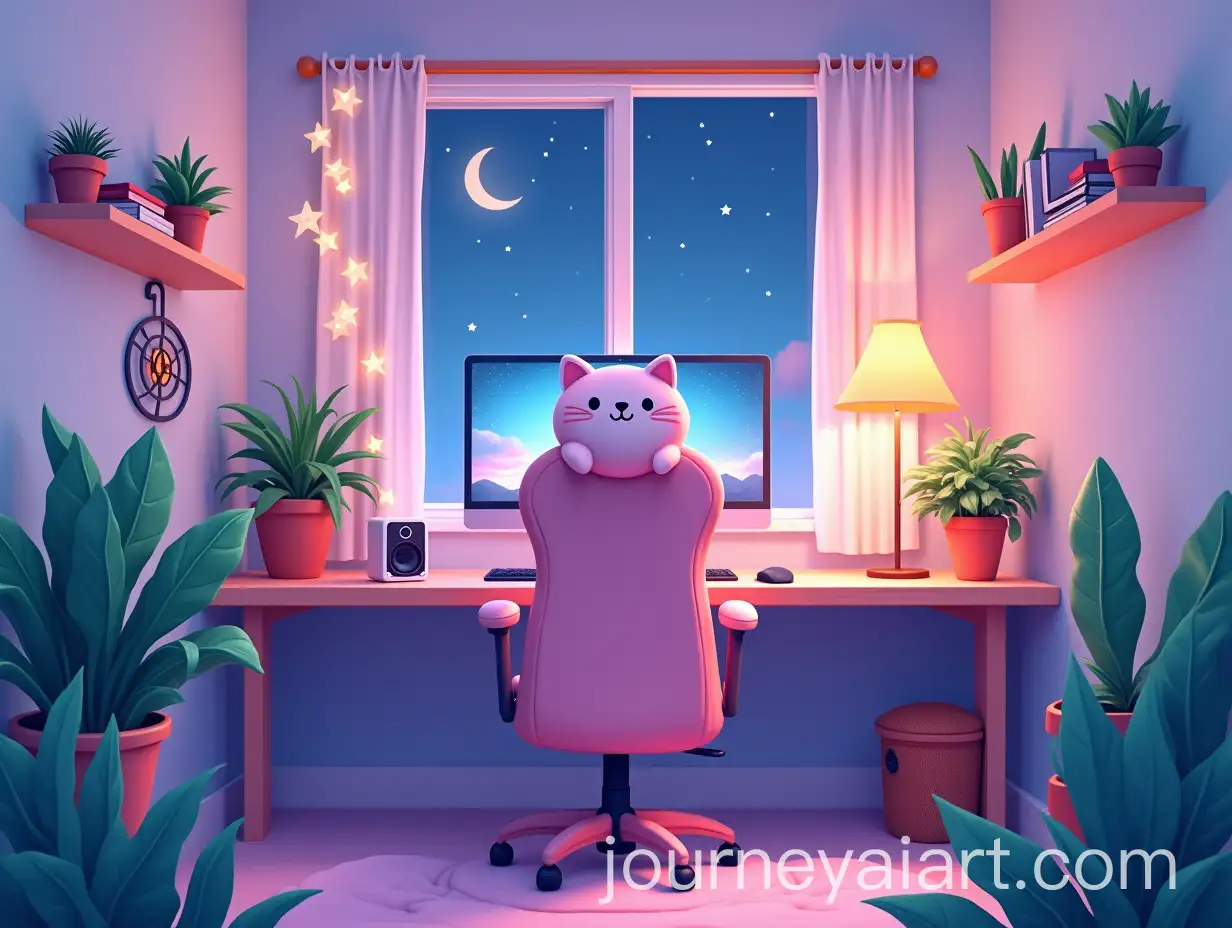 Cozy-Kawaii-Gaming-and-Work-Setup-with-Starry-Night-and-Fairy-Lights