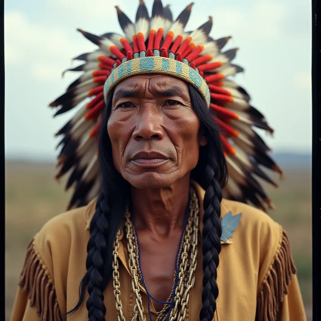 Apache Medicine Man in Traditional Attire Performing Ritual in 1990s