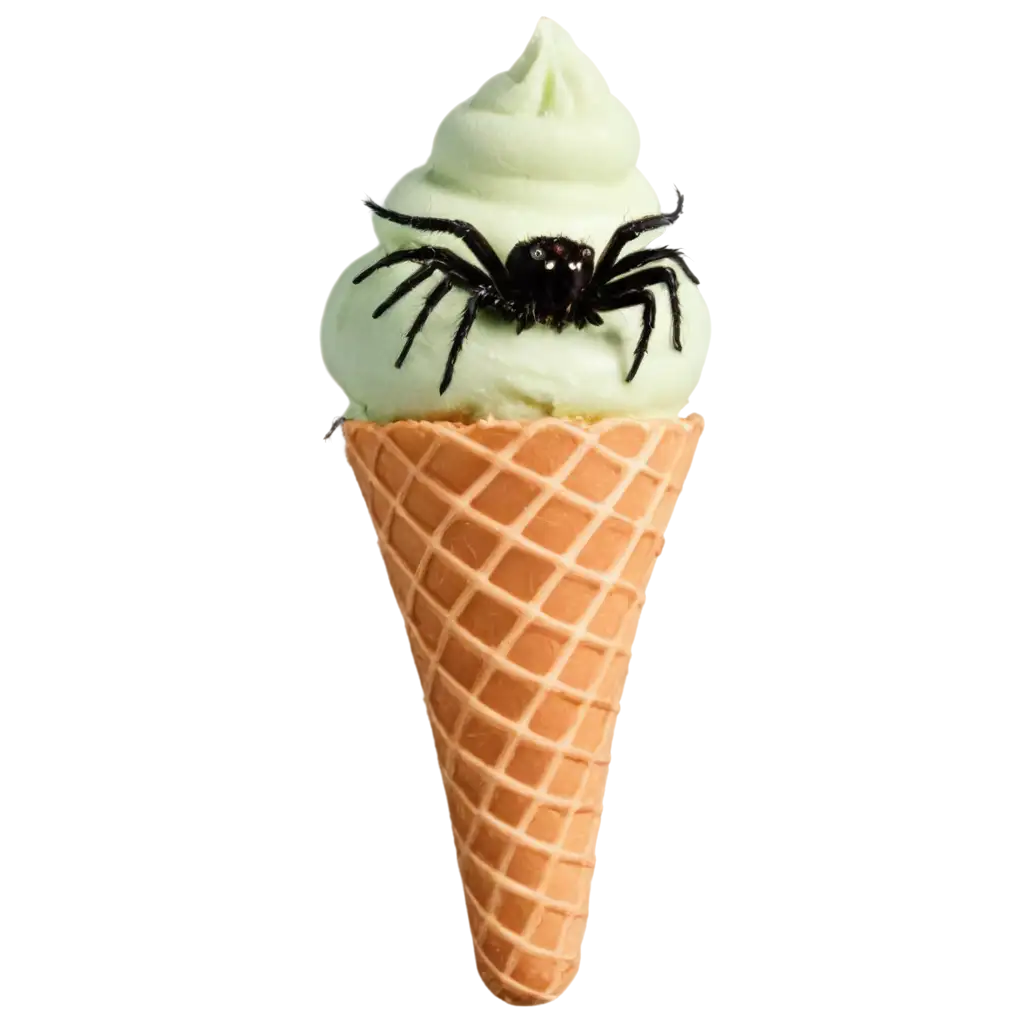 spider crawling on an ice cream cone