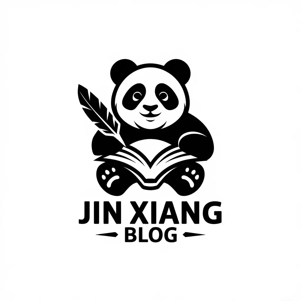 a vector logo design,with the text "Jin Xiang Blog", main symbol:panda,Moderate,be used in Internet industry,clear background