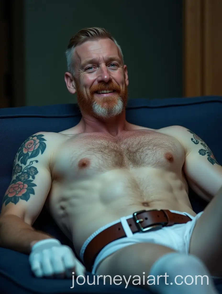 Mature-Police-Officer-Relaxing-on-Sofa-with-Imposing-Pose