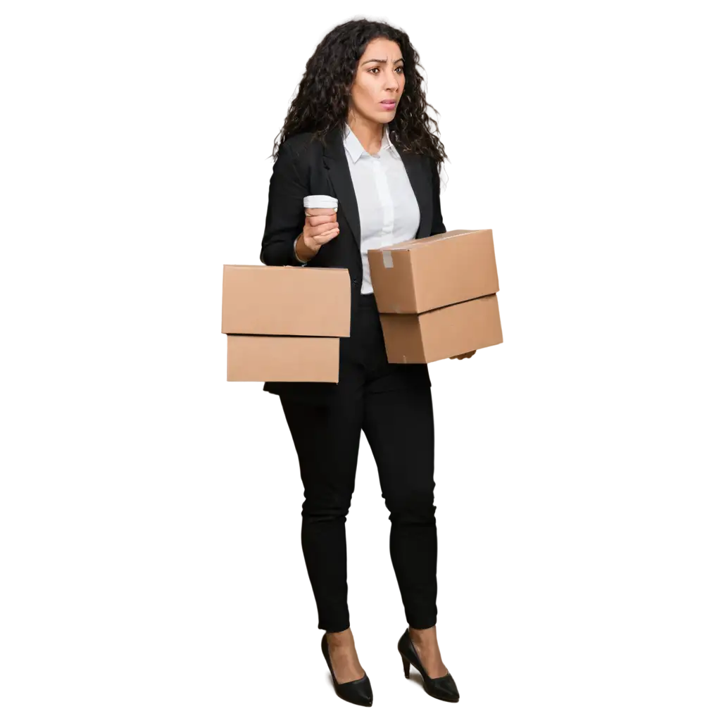 Worried-Egyptian-Female-Business-Owner-Managing-Orders-Without-a-Logistics-Partner-PNG-Image-for-Black-Friday-Promotions