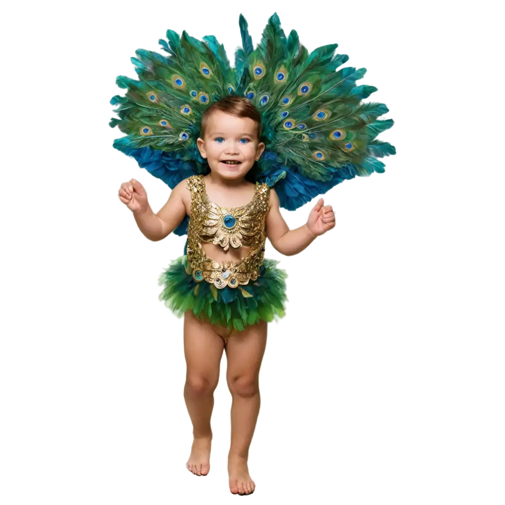 Cute-Baby-Boy-in-Peacock-Wing-Costume-Flying-PNG-Adorable-Smiling-Baby-Image-for-Creative-Projects