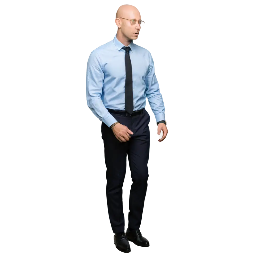 Tall-Bald-Man-in-Light-Blue-Shirt-Black-Pants-and-Tie-PNG-HighQuality-Transparent-Image-for-Professional-Use