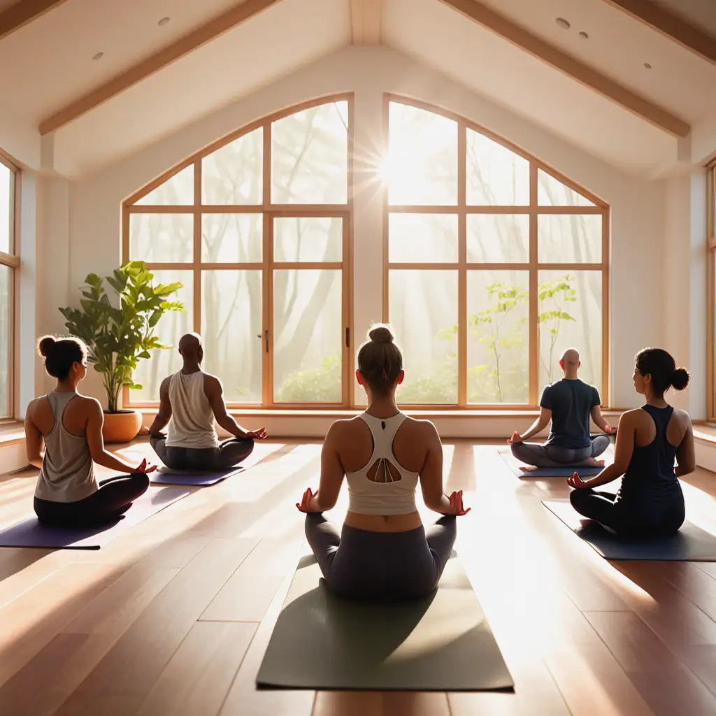 Serene-Indoor-Yoga-and-Meditation-Space-with-Participants-in-Relaxation