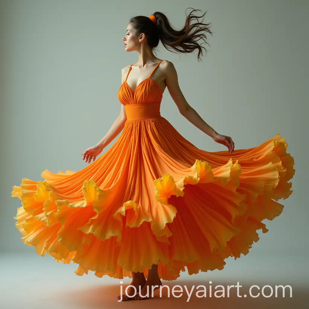 Woman-in-FloralInspired-Skirt-with-Layered-Petal-Design